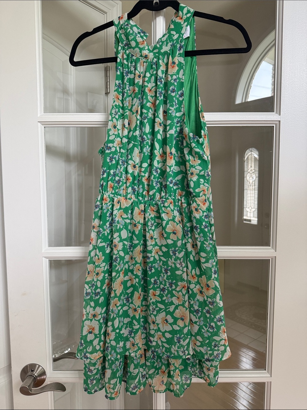 Green Floral Halter Dress